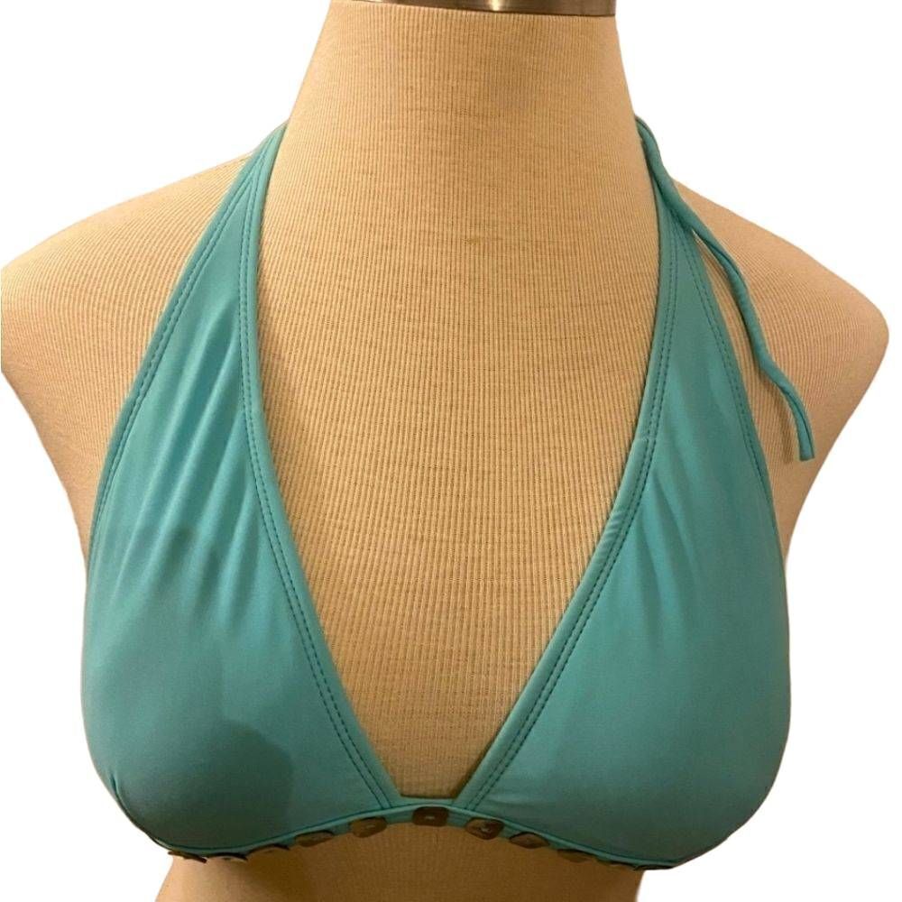 In Mocean Ladies Size Large Teal Pucca Shell Triangle Bikini Top